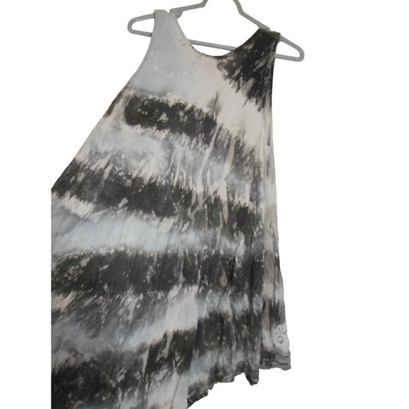 One Sz Fits Most Sleeveless Rayon Black fish Embroidered Tunic Top Tie Dye Batik - Picture 5 of 8